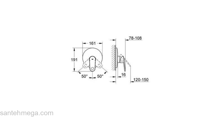 Смеситель для душа GROHE Europlus New 19537002 (внешняя часть). Фото