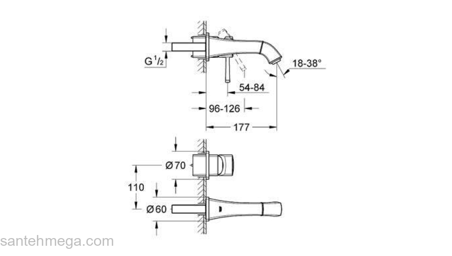 Смеситель для раковины GROHE Grandera 19929000 (внешняя часть). Фото