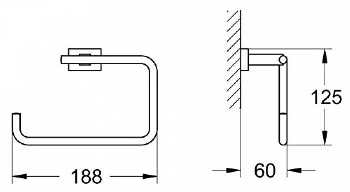Полотенцедержатель GROHE Essentials Cube 40510001 для ванной комнаты. Фото