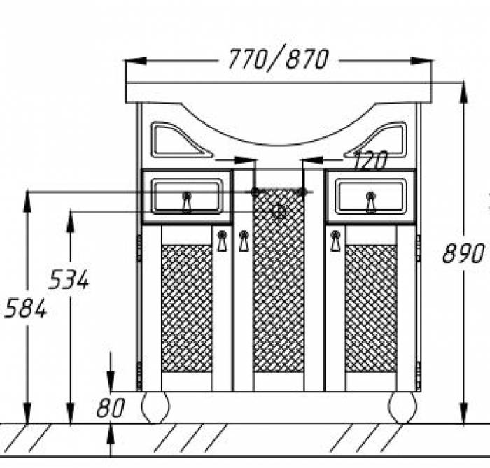 Тумба с раковиной напольная OPADIRIS Тибет 75 слоновая кость. Фото