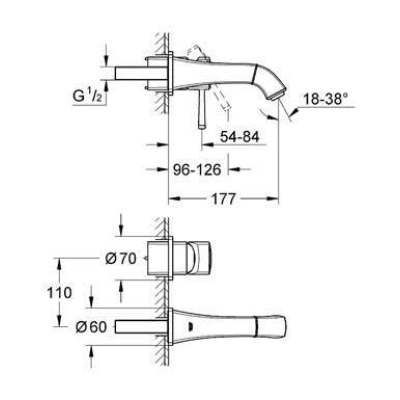 Смеситель для раковины GROHE Grandera 19929000 (внешняя часть). Фото